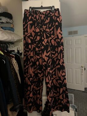 A New Day- Wide Leg Printed Womens Pants - Black & Rust Floral